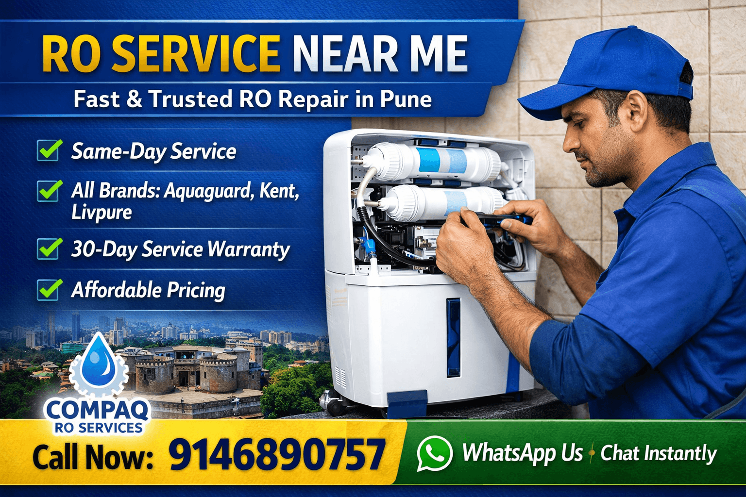 RO service near me in Pune technician repairing water purifier