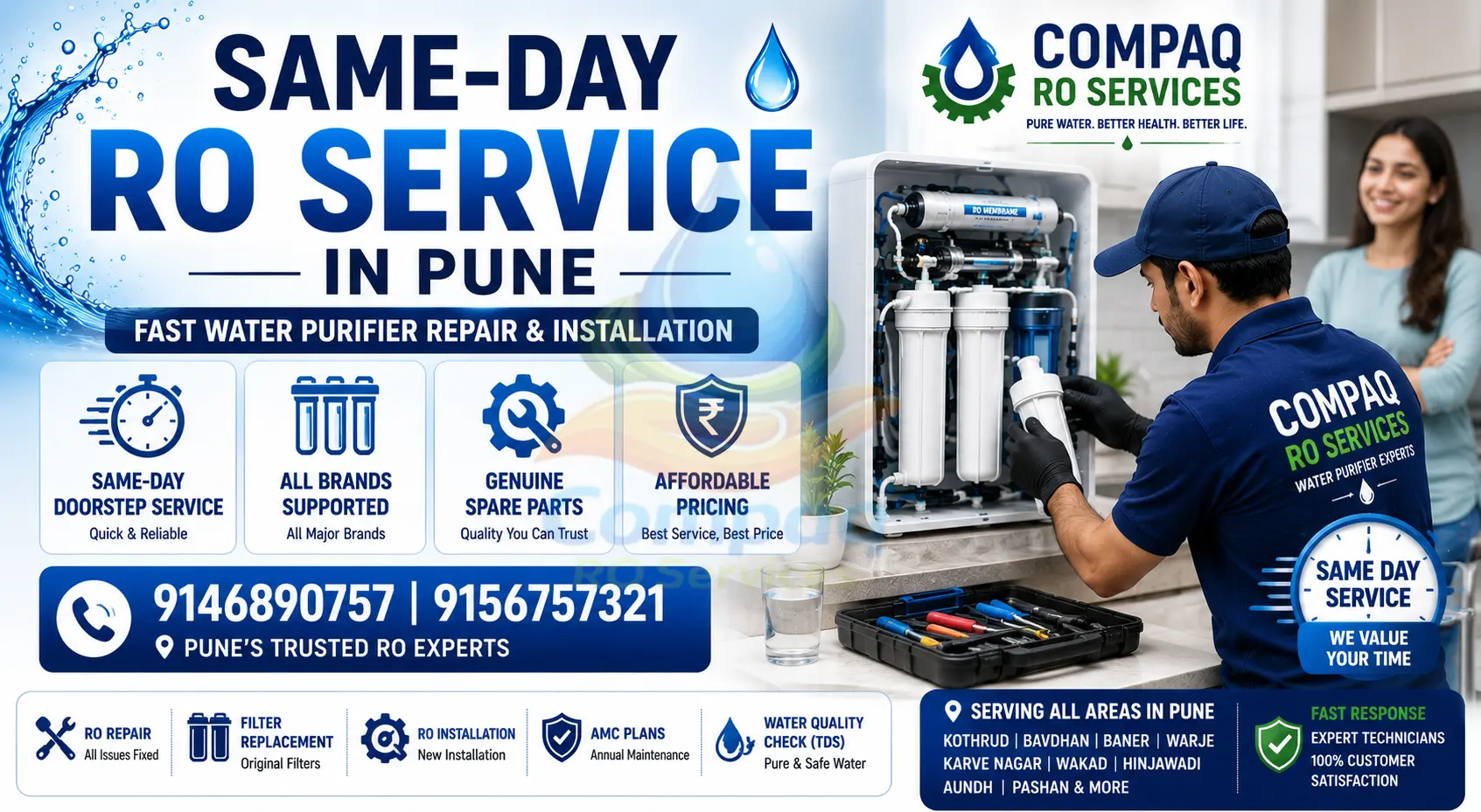 same day ro service pune compaq ro services