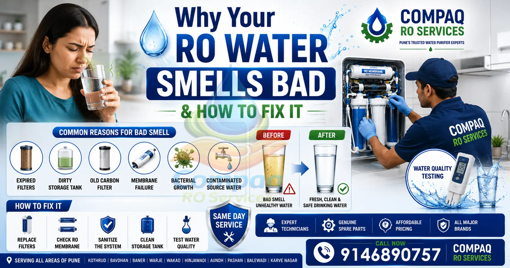 why your ro water smells bad & how to fix it